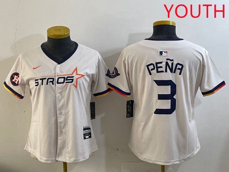 Youth Houston Astros 3 Pena Cream Three generations Joint Name 2025 Nike MLB Jersey style 15